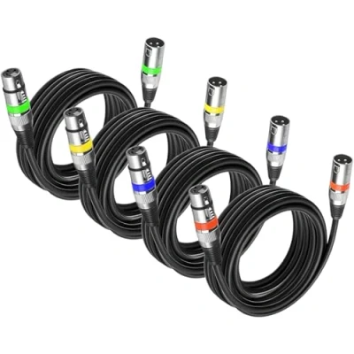Immagine di 4Pack Cavo Xlr Bilanciato 5m Microfono 5 Metri, Dmx Luci Cannon mt Maschio Femmina 3 Pin Cables, Segnale Cavi Poli per a Teste Mobili o Par LED Microfoni
