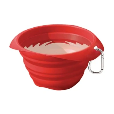 Immagine di Kurgo Collaps A Bowl Ciotola Pieghevole per Cani, Portatile, da Viaggio, il Cibo e l&#039;Acqua, Accessori con Moschettone Incluso, circa 710 ml, Rosso