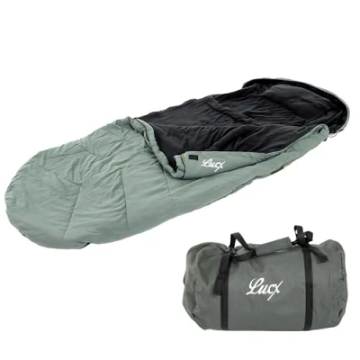 Immagine di sacco a pelo Lucx® Nightcat, pescatore per pesca alla carpa e notturna, da pesca, 5 stagioni, verde oliva, 28 x 52 cm