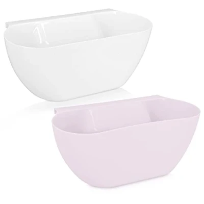 Immagine di Navaris Contenitore Rifiuti da Cucina Appendere Set 2X Vaschetta Raccolta Scarti Organico Contenitori Umido Pensili Bianco/Rosa capacità 3,8 L