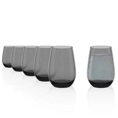 Immagine di Stölzle Lausitz bicchieri ELEMENTS 465ml Grigio Azzurro I Set di 6 lavabili in lavastoviglie infrangibili universali per acqua, succhi, whisky