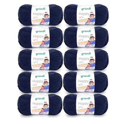 Immagine di Gründl Happy Uni (Filato per Maglieria e Uncinetto con Carattere Simile alla Lana in 100% poliacrilico, Anti Pilling, 100 g / 250 m, Dimensioni dell&#039;ago: 4 5, 10 x g), Navy