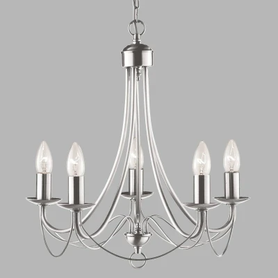 Immagine di Searchlight Maypole Sospensione a soffitto 5 luci multibraccio argento satinato, attacco E14