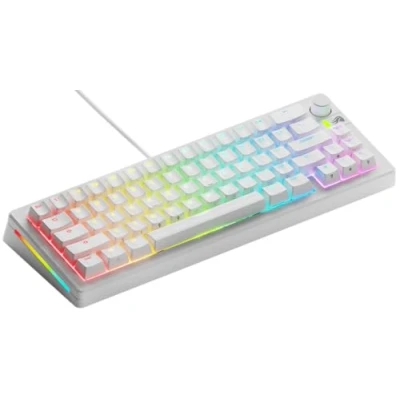 Immagine di Glorious gaming GMMK 3 tastiera meccanica personalizzabile, compact 65%, guarnizioni modulari, Doubleshot PBT, piastra switch alluminio, hot swap e 5 pin, QWERTY americano Bianco