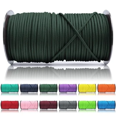 Immagine di Ganzoo Paracord 550, corda da 4mm, 100 Metri, Poliestere, Tipo 3 7 fili interni, fai te guinzaglio per cani collare bracciale, campeggio sopravvivenza e multifunzione, verde scuro