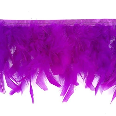 Immagine di Sowder Frange con piume di tacchino per feste, matrimoni, cucito, artigianato, costumi, confezione da 1,8 m (viola)