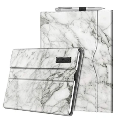 Immagine di FINTIE Custodia per Microsoft Surface Go 4 (2023) / 3 (2021) 2 (2020) (2018) 10 Pollici Tablet [Multi angli] Portfolio Business Cover, Compatibile con Tastiera Type Marble Bianco