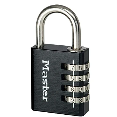 Immagine di Master Lock 7640EURDBLKCC Lucchetto con Combinazione in alluminio, Nero, 4 x 7.8 1.5 cm