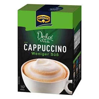 Immagine di Krüger Dolce Vita Cappuccino Weniger Süß, Caffelatte, Caffè con Latte, 10 Sacchetti