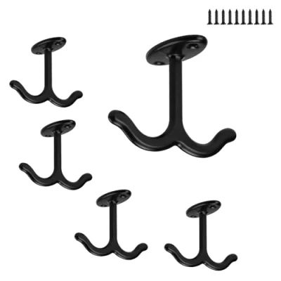 Immagine di 0XBIT Gancio Soffitto Nero, 5 Pezzi Lampadario Acciaio Inossidabile, Ganci da Doppio Artiglio, per Piccoli Ventilatori Soffitto, Applique e Zanzariere
