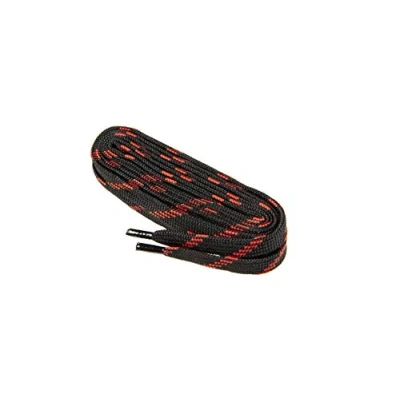 Immagine di Lacci Piatti per Scarpe e Stivali da Lavoro, Antinfortunistiche, Resistenti, Fatti in Europa dalla Worker Walker Pro, 1 Paio (9131 nero con rosso / 120 cm 47 pollice)
