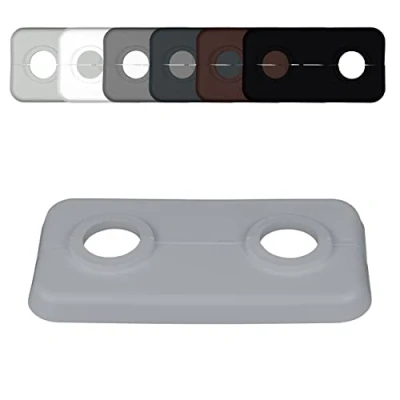 Immagine di 1 Pezzo rosette doppie per termosifone, rosetta copritubocopri collari tubi, copritermosifone, polipropilene grigio (15mm, RAL 7040)