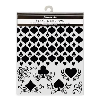 Immagine di Stamperia Thick Stencils for Scrapbooks, Albums, Cards, Bullet Journalling, and More, Flexible Material, Easy to Clean, Perfect Hobbies, Crafts Gifting (Master of Magic, Cards Pattern)