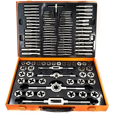 Immagine di Kit set maschi e filiere 110 pz in acciaio al tungsteno cassetta metallo M2 M18