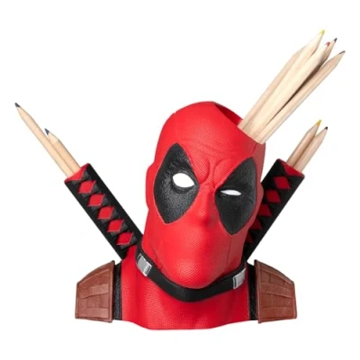Immagine di Grupo Erik: Portapenne Deadpool Porta Penne Marvel in resina 18 x 16 cm, simpatico da scrivania, e Wolverine Gadget, Gadget Ufficio