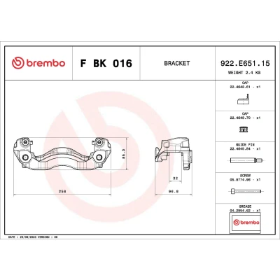 Immagine di BREMBO F BK 016 Kit supporto pinza freno