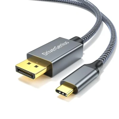 Immagine di DriverGenius 8K60Hz Adattatore USB C a DisplayPort 1.8m Cavo Convertitore Type DP 1.4 Monitor Video,(7680x4320)