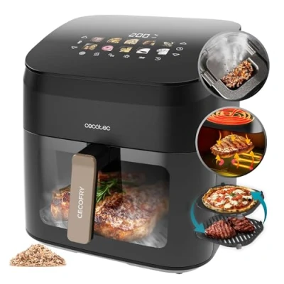 Immagine di Cecotec Friggitrice ad Aria 8.5 Litri Air Fryer Cecofry&amp;Grill Smokin&#039; 8500. 2200W, Piastra Grill, Doppia Resistenza, Affumicatore IntegratoTemperatura Regolabile 40 200C, 10 Menu