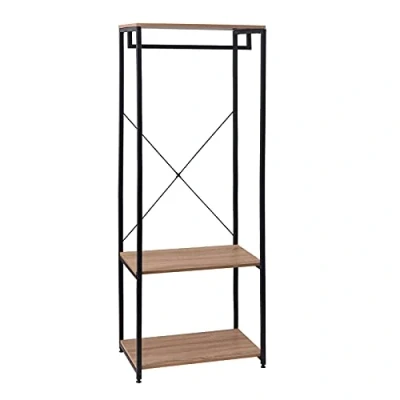 Immagine di WOLTU Stand Appendiabiti Attaccapanni Guardaroba Scaffale a 3 Ripiani Portabiti in Legno e Metallo SR0046hei c