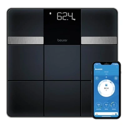 Immagine di Beurer BF 450 bilancia pesapersone con connessione app tramite Bluetooth, impedenziometrica digitale 17 valori di misurazione, struttura piastrellata opaca, 8 memorie utente, 180 kg