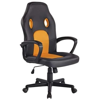 Immagine di CLP Sedia Gaming Ufficio Elbing in Similpelle I Poltrona Racing Scrivania con Braccioli E Rotelle Ergonomica, Colore:Nero/Giallo