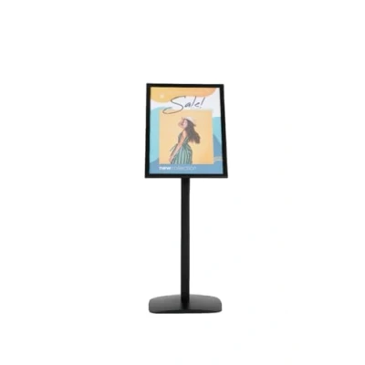 Immagine di DISPLAY SALES Espositore Informativo per Formati A2 Elegante Supporto Pubblicitario Nero Verticale/Orizzontale Totem da Terra Cartelli e Menu