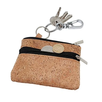 Immagine di Boshiho portamonete con cerniera in sughero vegano portachiavi (dimensioni: 10,9 x 8,4 0,5 cm)