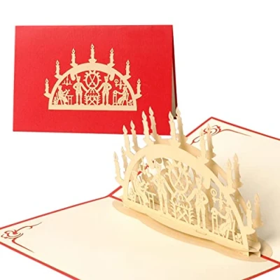 Immagine di Diese KLAPPKARTEN® Natale Carta 3D POP UP Vari motivi Taglio laser Cartolina di Fatto a mano Vigilia Avvento, Klappkarten:W27 / Schwibbogen