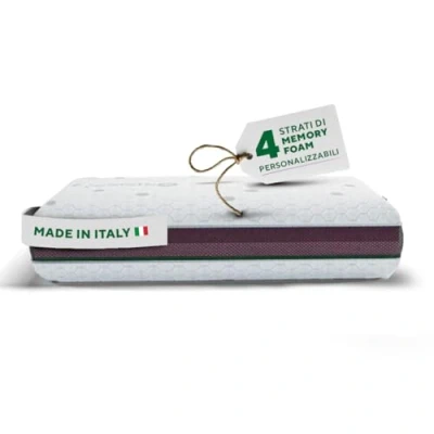 Immagine di CERVICALM Kit Cuscino Cervicale per Dormire con Crema Cervicale, Memory foam ortopedico 4 Strati Regolabile Modulabile e Personalizzabile, Guanciale Foam, Letto Ergonomico