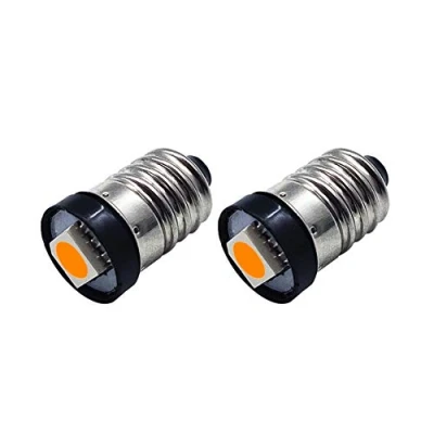 Immagine di Ruiandsion 2 lampadine LED E10 DC 6 V 0,5 W giallo 5050 1SMD lampadina per torcia faro, terra negativa
