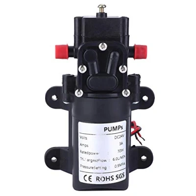 Immagine di Fafeicy Pompa a Membrana Pressione D&#039;Acqua, DC 24V 70W 6L/Min, Doppio Lato Dritto Spruzzatore Autoadescante, per Tubo Camper Nautico