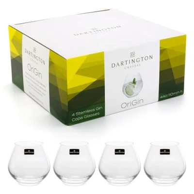 Immagine di Bar Amigos Origin Bicchieri da gin e tonic, senza stelo, realizzati Dartington, per vino, whisky, piombo, lavabili in lavastoviglie, 440 ml, confezione 4, trasparenti