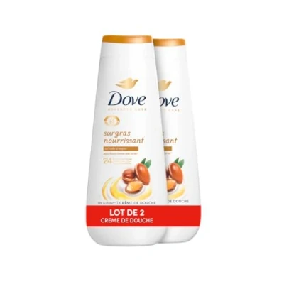 Immagine di DOVE Crema doccia Advanced Care Surgras nutriente Olio di Argan Dermatologicamente testato Sensazione pelle morbida per 24 ore (confezione da 2 x 400 ml)