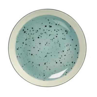 Immagine di H&amp;h set 6 piatti in stoneware mimosa azzurro frutta 20,5
