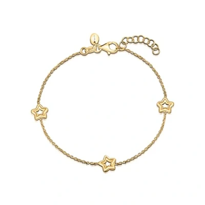 Immagine di Amberta Bracciale Minimal in Argento Sterling 925 per Donna Collezione Astronomia: Placcato Oro Giallo con Ciondoli a Forma di Stella