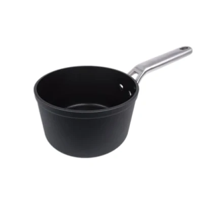 Immagine di Arcos Serie Samoa Pentolino Antiaderente 16 cm Alluminio Forgiato Adatto a qualsiasi cucina Anse Acciaio inossidabile effetto freddo Lavabile in lavastoviglie Colore Nero FULL INDUCTION