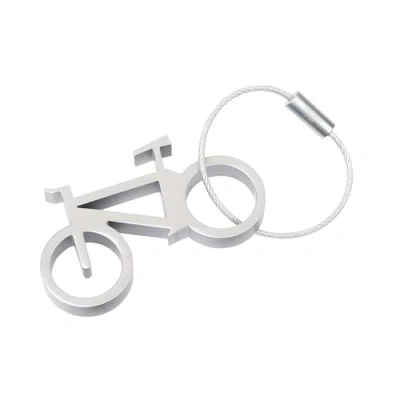 Immagine di Apribottiglie con anello portachiavi bicicletta DRAHTESEL alluminio color argento Originale TROIKA