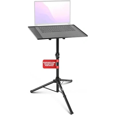Immagine di Pyle Supporto Laptop DJ e Proiettore, Regolabile in Altezza, Pieghevole, Scrivania, Notebook, Perfetto per Palco o Studio