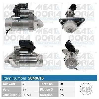 Immagine di MEAT &amp; DORIA 5040616 Motorino di avviamento 12V 2KW 10 30 50 74mm TOYOTA: Yaris II Hatchback, Urban Cruiser, III Hatchback