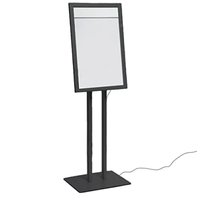 Immagine di Danieli Porta Menu da Esterno 4xA4 Luminoso Bacheca a Leggio Espositore Nero Terra Portamenu Magnetico, Scrivibile Personalizzabile e Serratura, 2 Chiavi Incluse (4x A4 con LED)