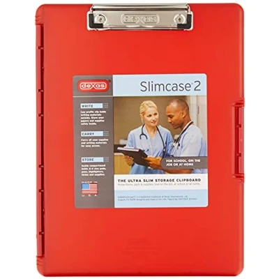 Immagine di Dexas Slimcase portablocco con 2 apertura laterale, colore: rosso fragola, per organizzare e trasportare riporre, supporto A4, combina stile funzionalità, sottile