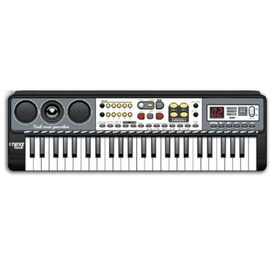 Immagine di Tastiera Digitale MeMe, 49 Tasti, Zoe 10 Demo, 100 Ritmi,100 Suoni, Registra,Sustain Vibrato Okon, Presa Microfono, Display Digitale, USB, Nero, Scolastica, adattatore corrente,Dim.58x17x6 cm