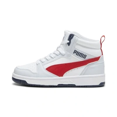 Immagine di PUMA Rebound V6 Mid Jr, Scarpe da ginnastica Unisex Bambini e ragazzi, Silver Mist Club Navy For All Time Red, 37.5 EU