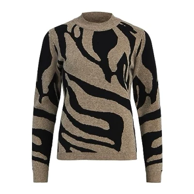 Immagine di Object Objray L/S Knit Pullover AOP Noos Maglione, Fossil Black Big Animal Jaquard, XS Donna