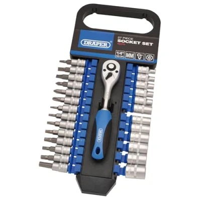 Immagine di Draper 16370 Set di chiavi a bussola metriche con attacco quadro da 1/4&quot;, 27 pezzi