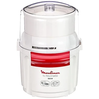 Immagine di Moulinex AD5601 Moulinette Bouton, Sminuzza e mescola, Capacità di 200 g, 3 Velocità, Doppia lama in Acciaio Inox, Bianco Rosso