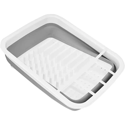 Immagine di SINK MANAGEMENT Scolapiatti Pieghevole in Plastica, Bianco/Grigio, 37.5 cm x 29.5 12