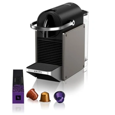 Immagine di Krups XN306TK Nespresso Pixie Titan, Macchina per caffè Espresso, Ricette Programmabili, 2 Lunghezze, Spegnimento Automatico, 1260 W, 0.7 Litri