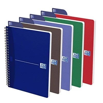 Immagine di Oxford 100102938 Quaderno Spiralato Office Essentials, Formato A5, 180 Pagine, Carta 90 gr, Rigatura 5 mm, App Scribzee, Colori Assortiti, Confezione da quaderni