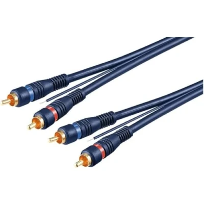 Immagine di Goobay 50175 Cavo di Collegamento Stereo HiFi per Auto RCA, a Doppia Schermatura, Blu, 5m Lunghezza del